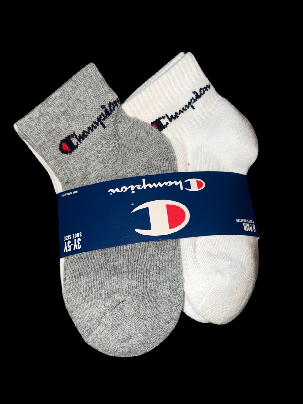 Champion Kids Low-Cut Athletic Socks 6-Pack - White & Gray